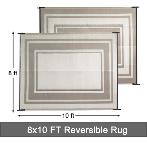 RURALITY Outdoor Rug reversible design with corner rings for stability