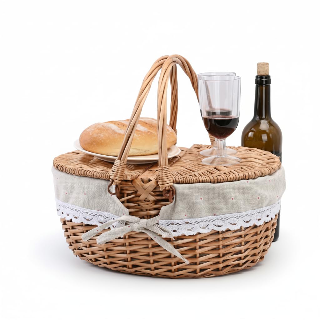 RURALITY picnic basket with dual-entry lid keeps food organized during trips