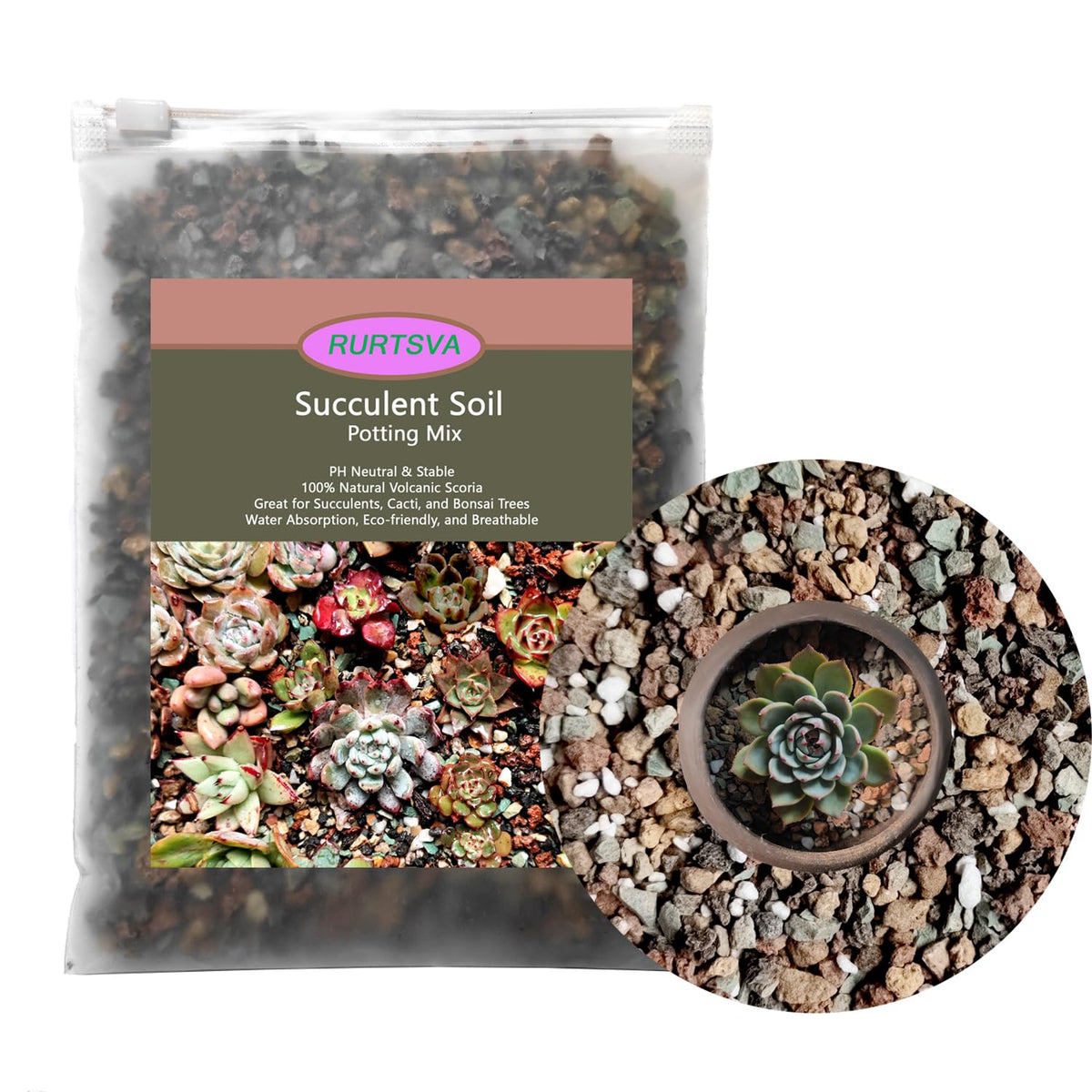 Rurtsva mixed lava rocks soil, improves drainage and air flow for indoor plants