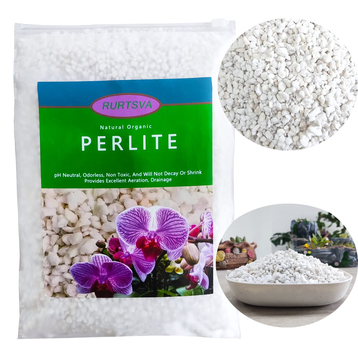 Rurtsva perlite 5qt for drainage and seed starting in indoor and outdoor gardens