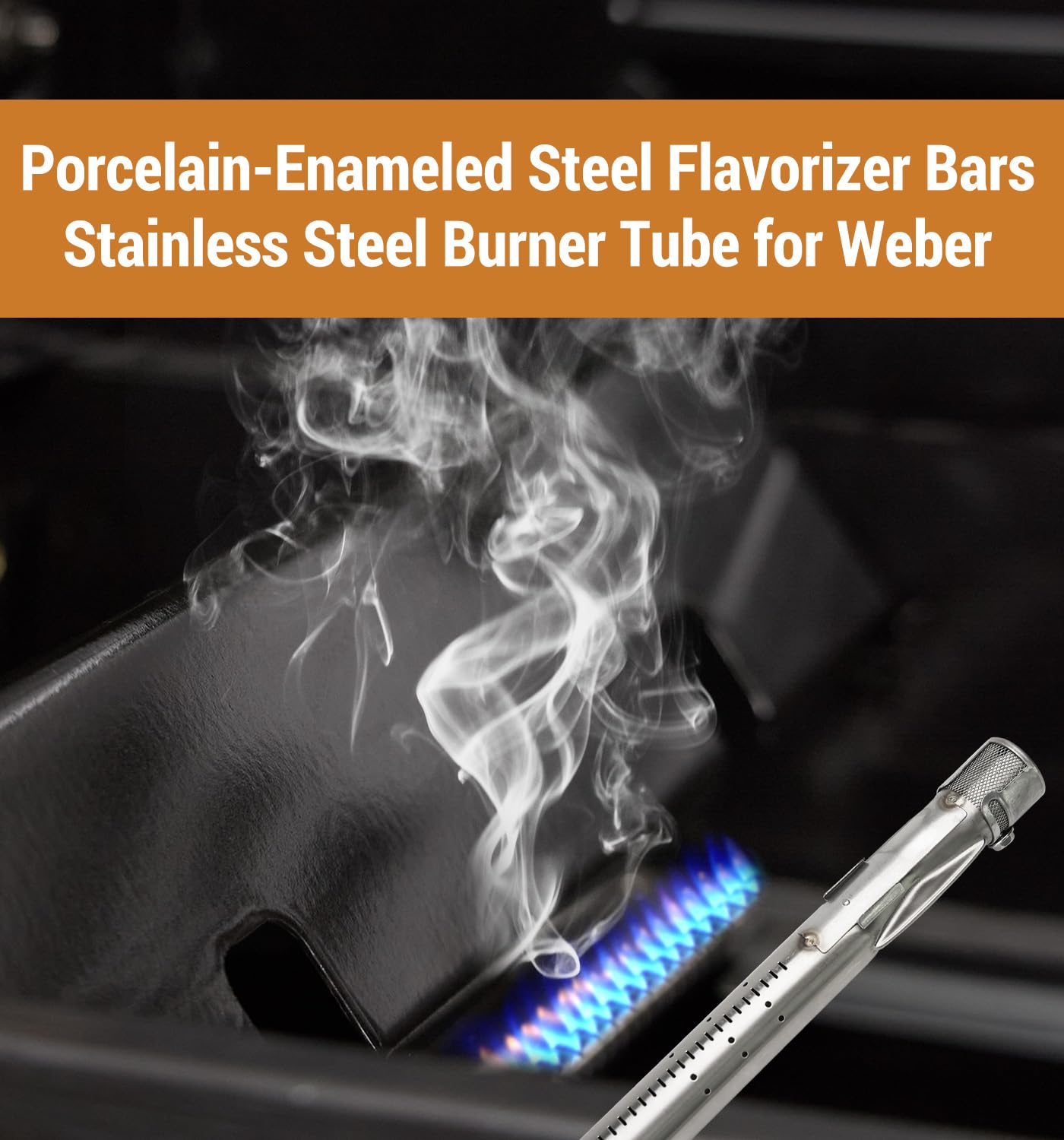 Closeup of Rushare stainless burner tubes showing durable stainless steel construction