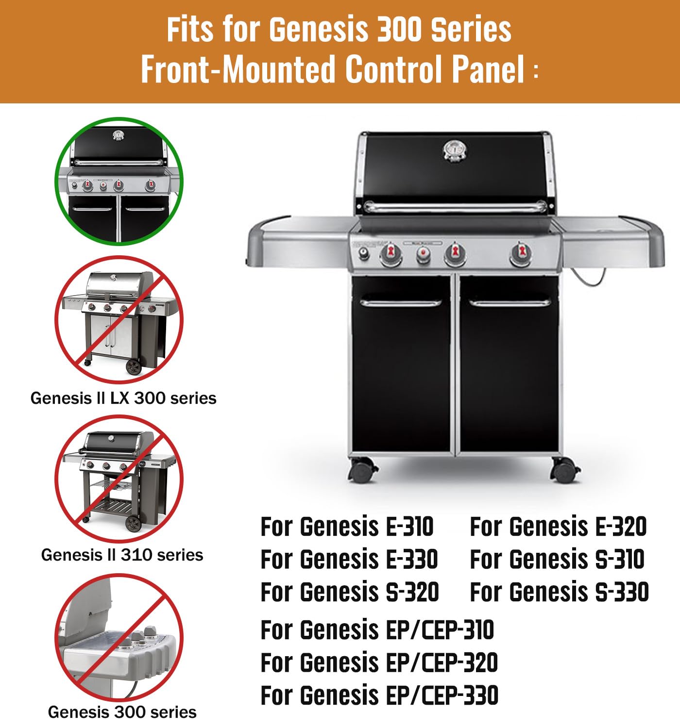 Rushare durable replacement bars fit Genesis 300-series with front control.
