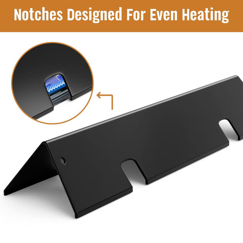 Upgraded ventilation notch design supports more even heat and flame visibility