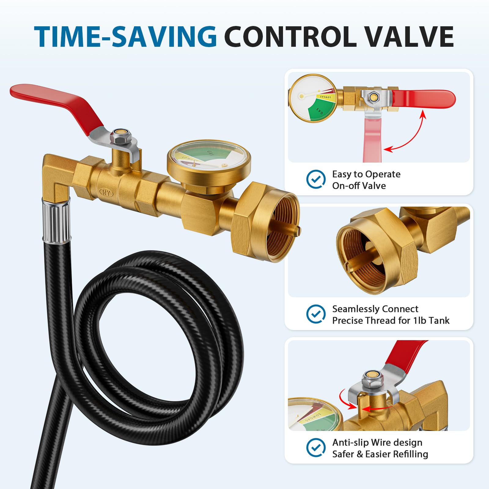 Rushare QCC1 connector ensures quick, tool-free connections to compatible tanks.
