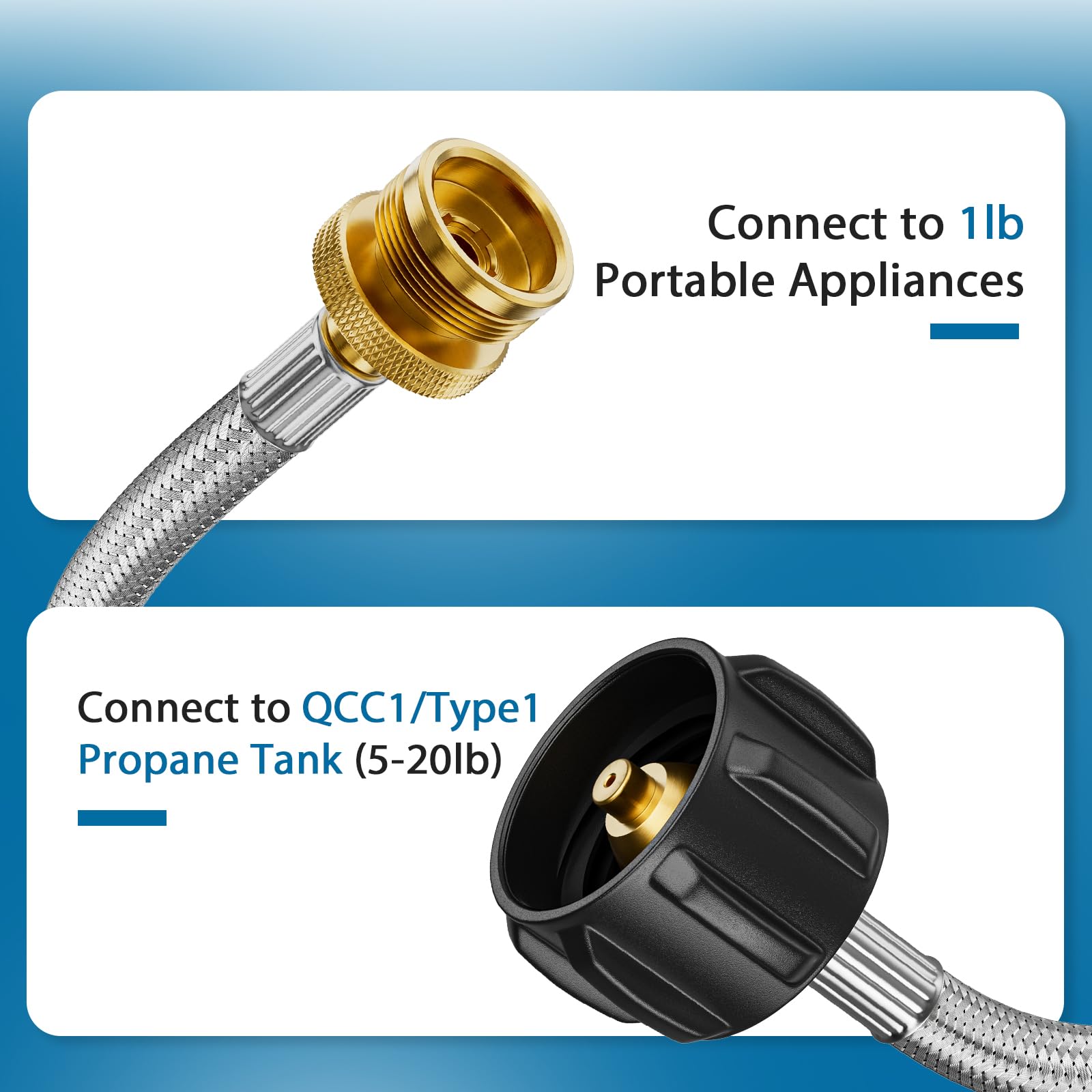Rushare stainless braided hose durability for long-lasting outdoor cooking use.