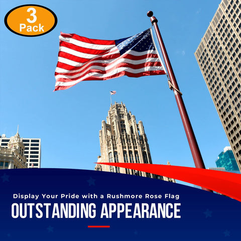 Rushmore Rose USA flag all-weather design supports year-round outdoor displays