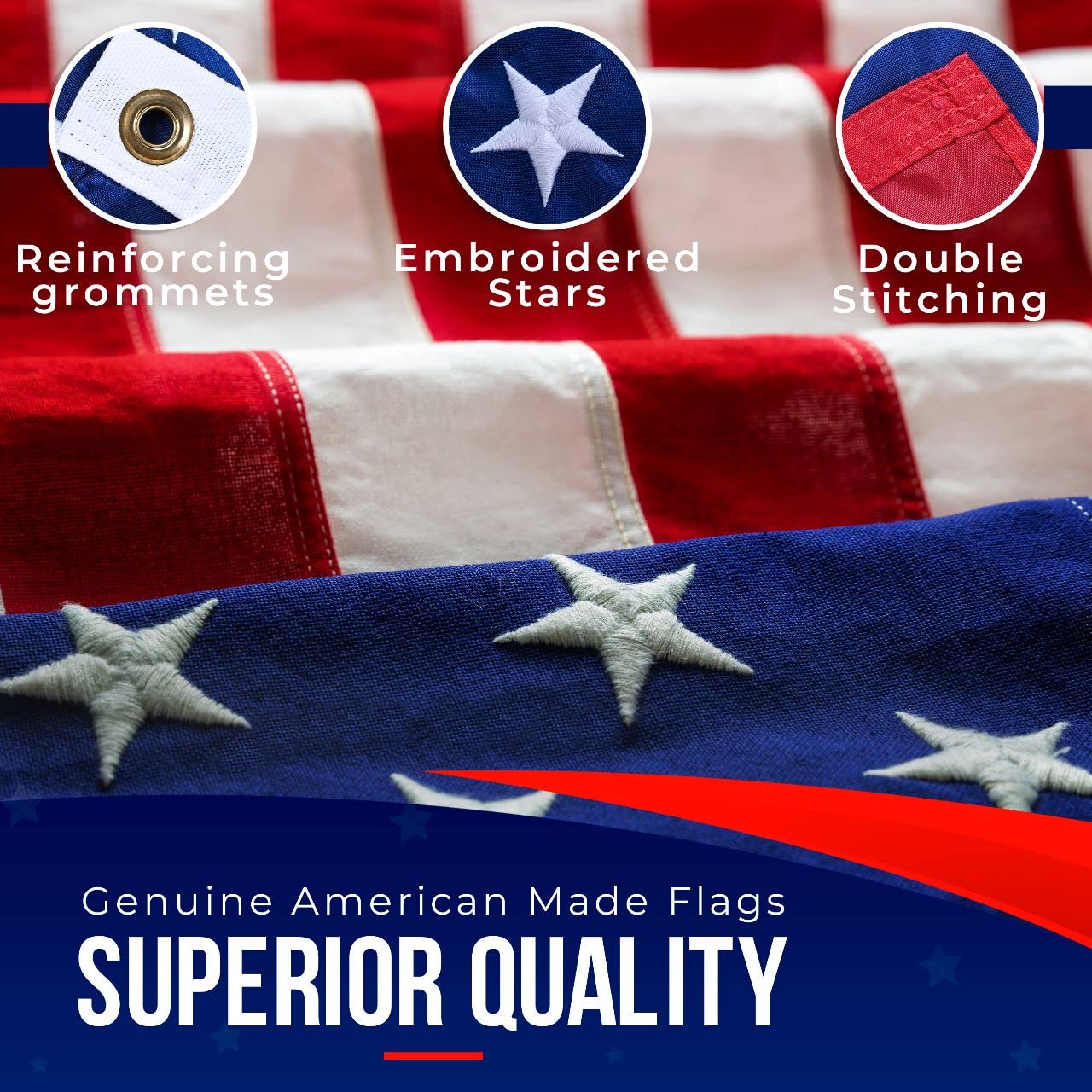 Rushmore Rose USA flag with brass grommets for secure outdoor mounting