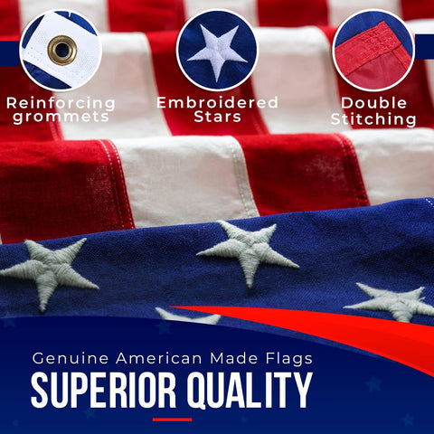 Rushmore Rose USA flag with brass grommets for secure outdoor mounting