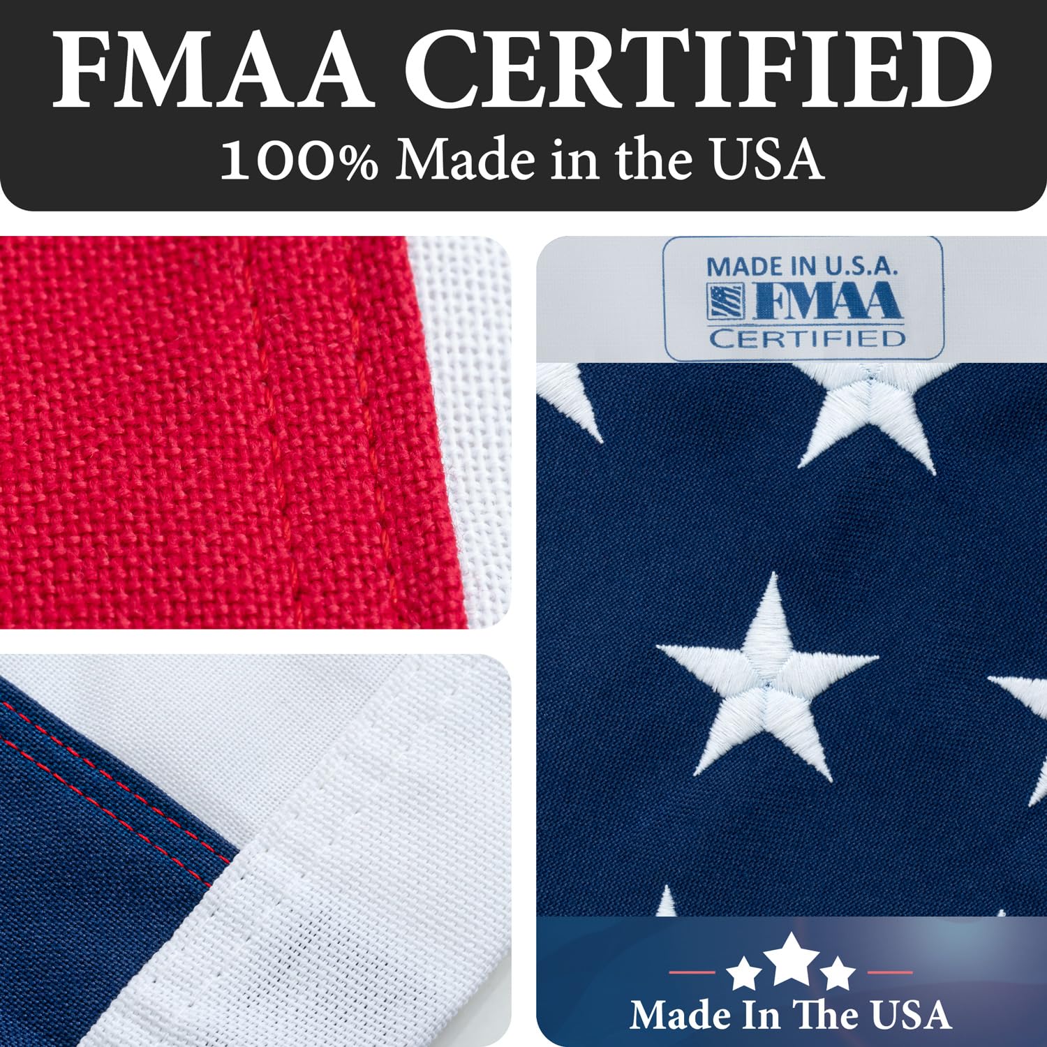 Rushmore Rose USA flag embroidered stars close-up showing detail