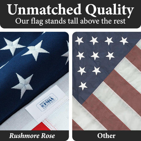 Rushmore Rose USA flag heavy-duty polyester weave close-up