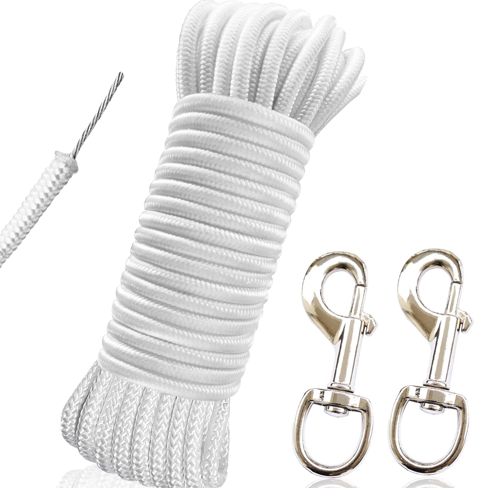RUSON 50ft wire-center flag rope kit for easy flagpole replacement