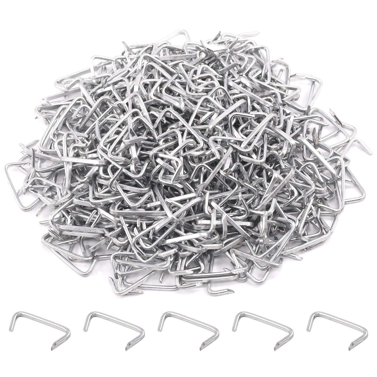 Rustark hog rings galvanized finish, 3/4-inch size for durable upholstery and fencing applications.