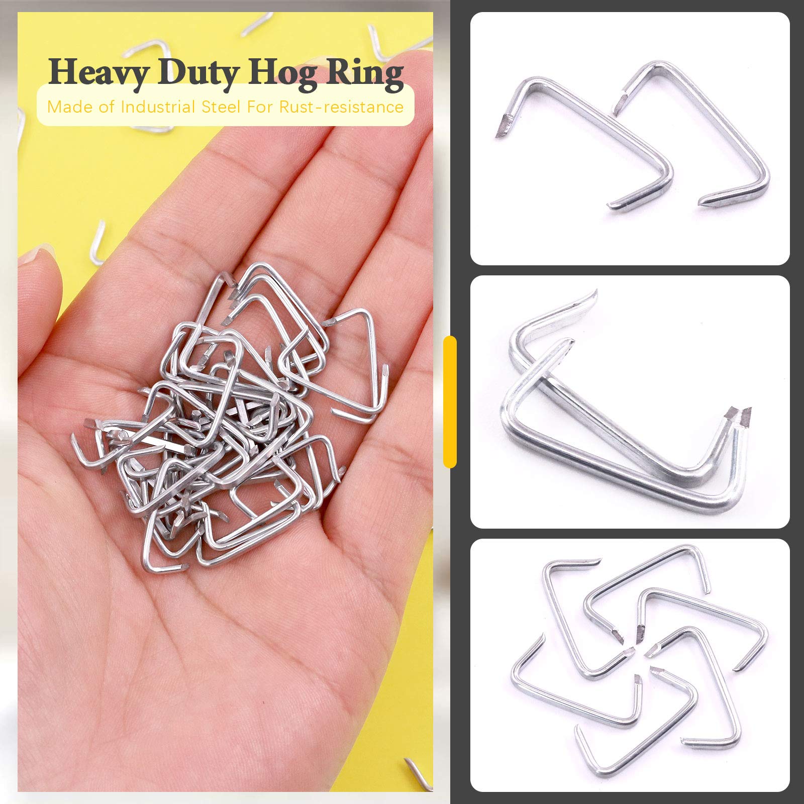 Rustark hog rings for car seat covers and upholstery repairs with strong hold.