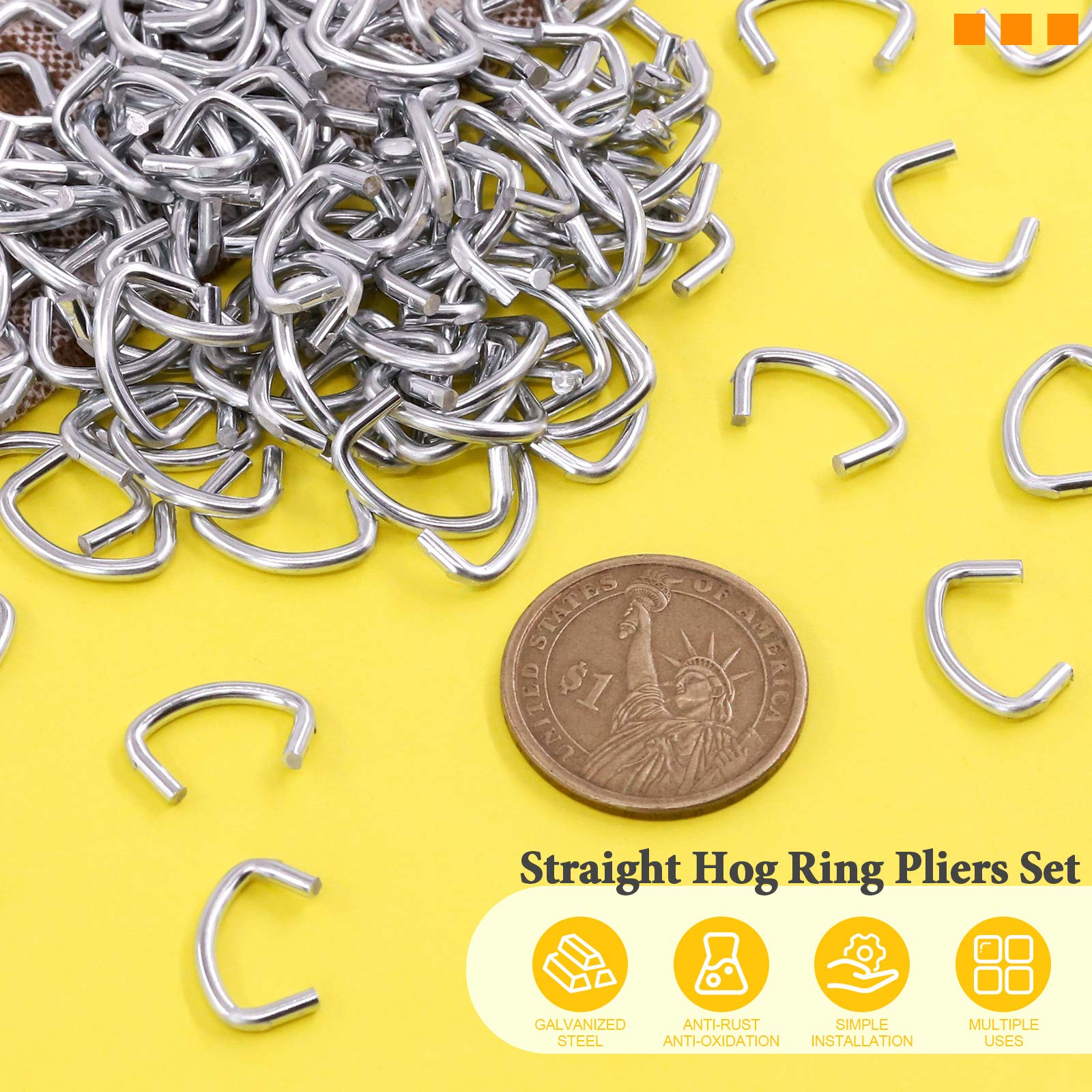 Rustark hog rings 1/2 inch D-style crimp for easy securing