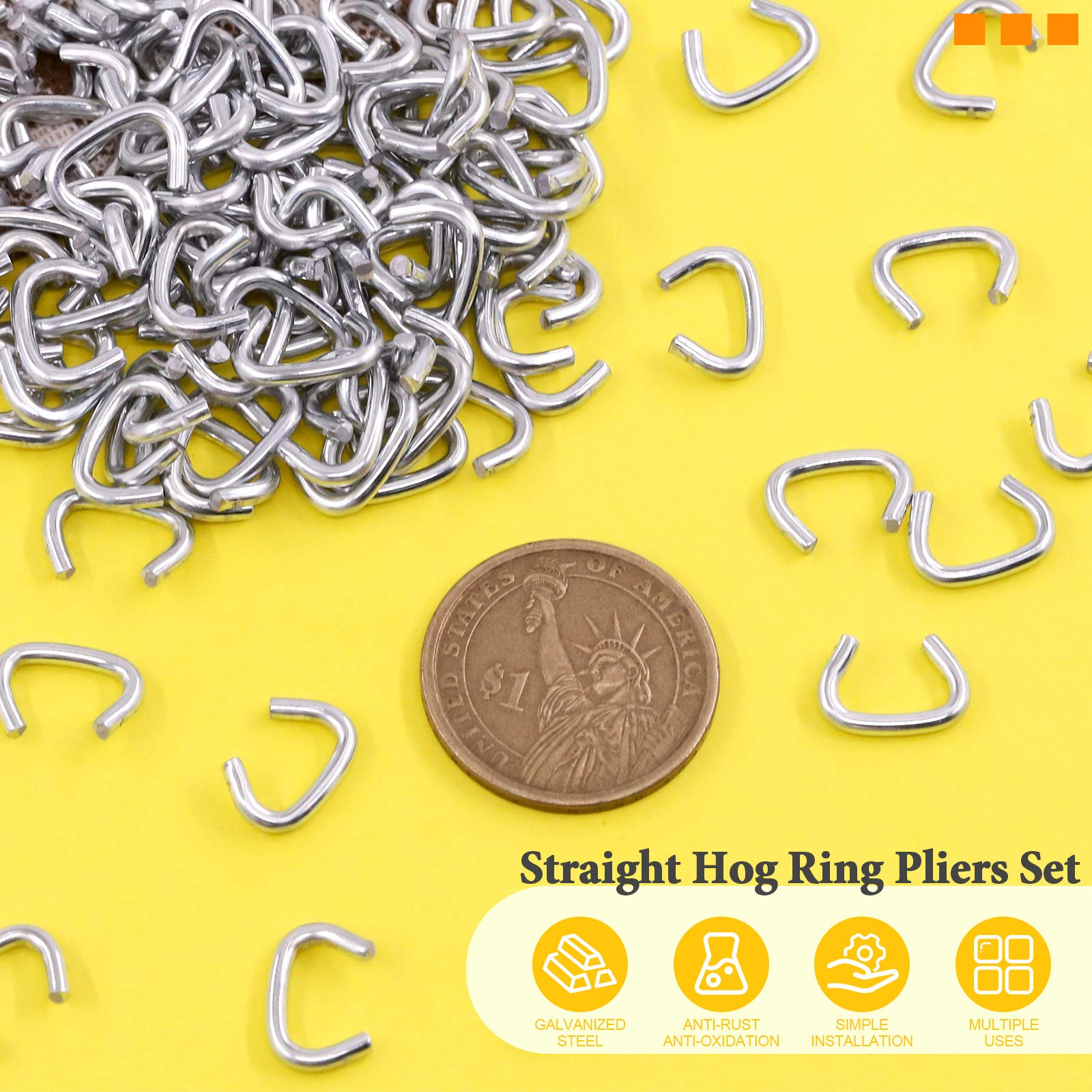 Rustark hog rings securing a car seat cover with a tight, neat fit.