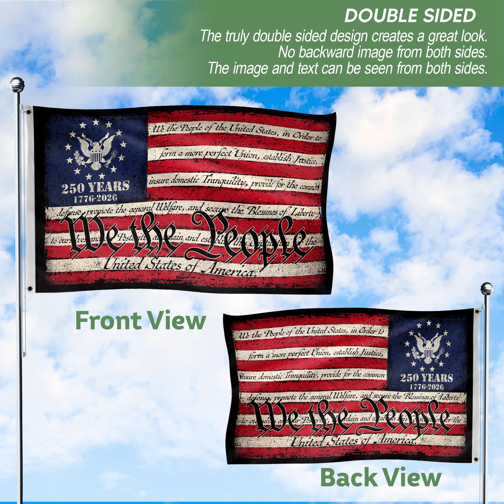 RustField Co 250th anniversary flag showcases bold colors for special occasions.