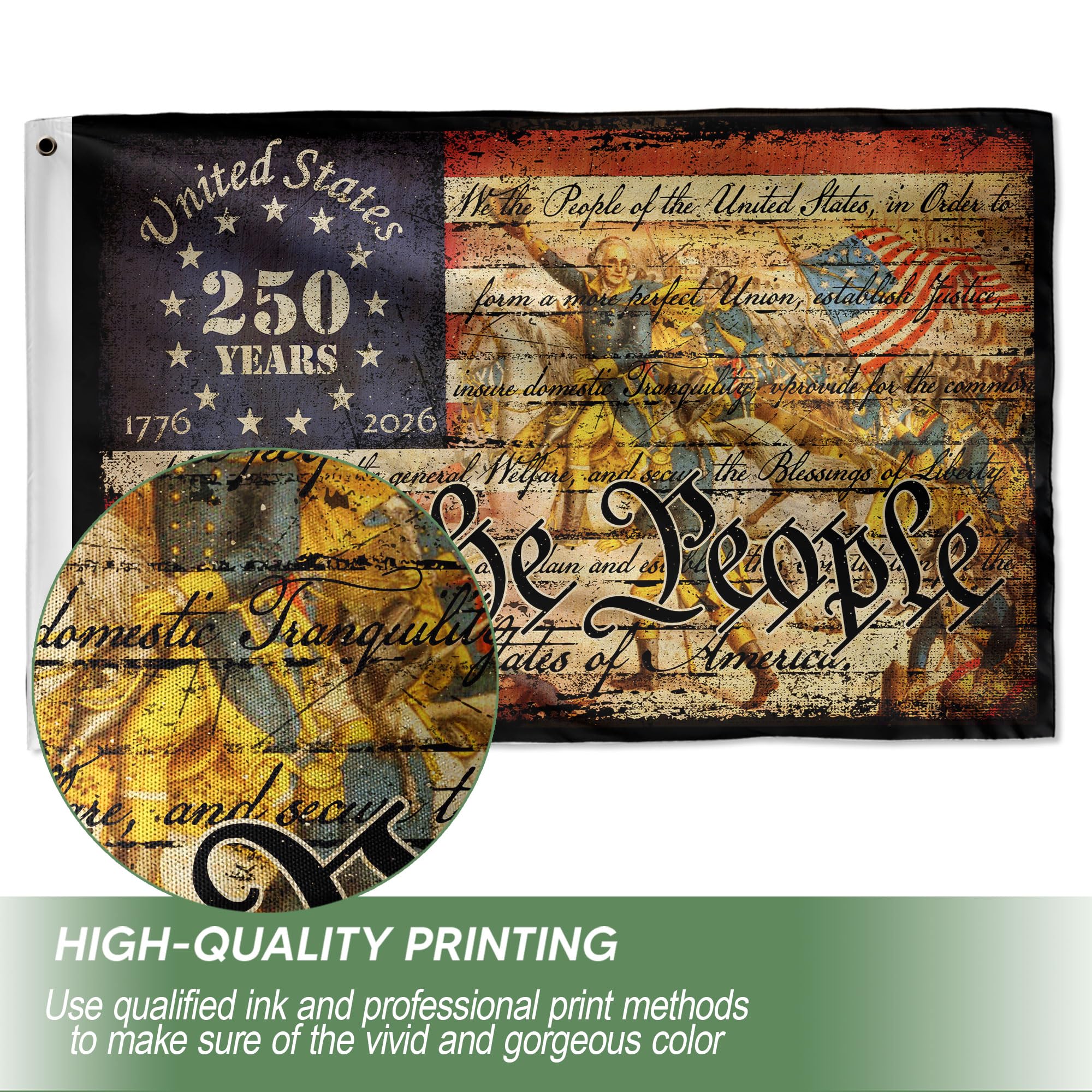 RustField Co 250th Anniversary USA flag back view showing identical design from behind.