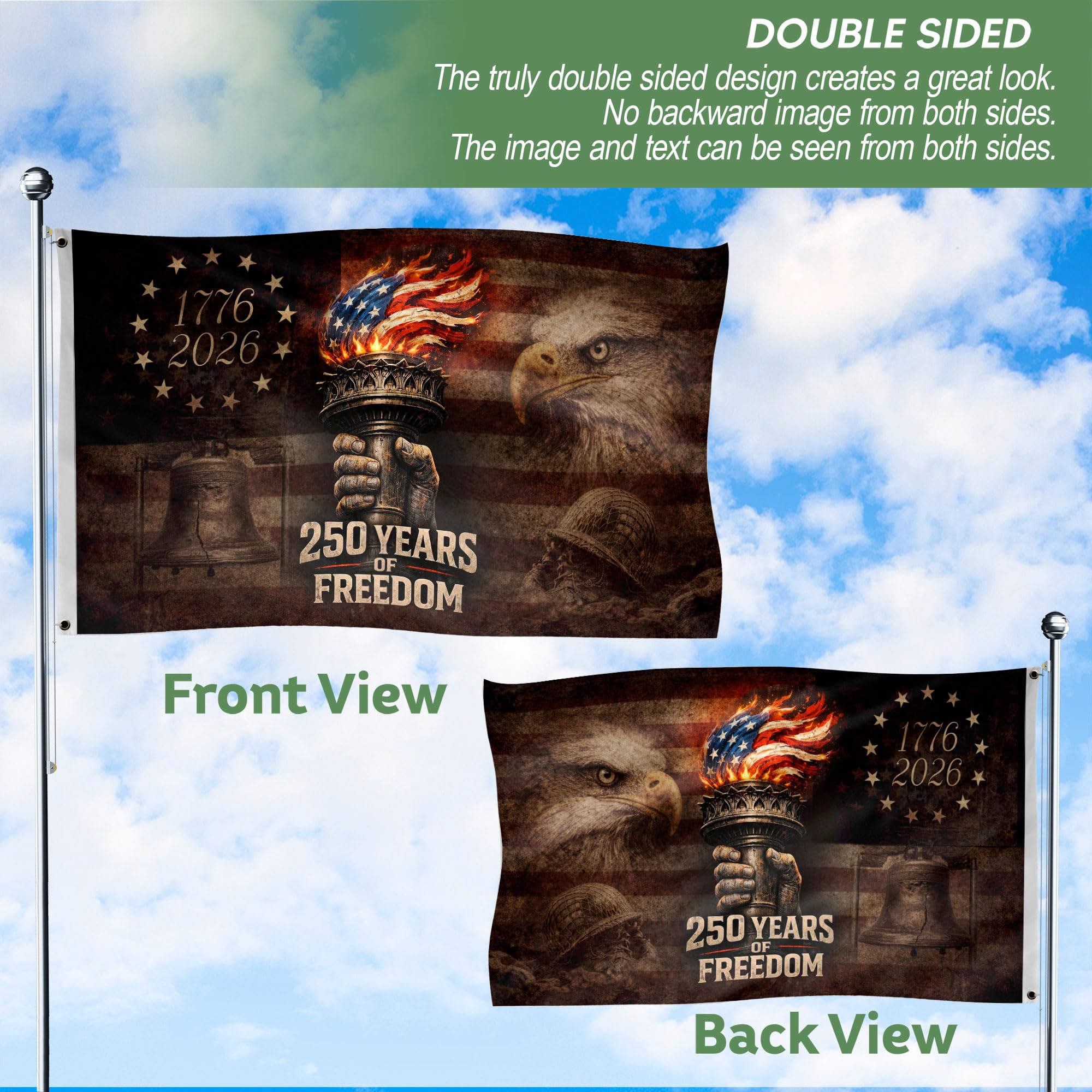 RustField Co commemorative banner, ideal for holidays, parades, or patriotic displays.