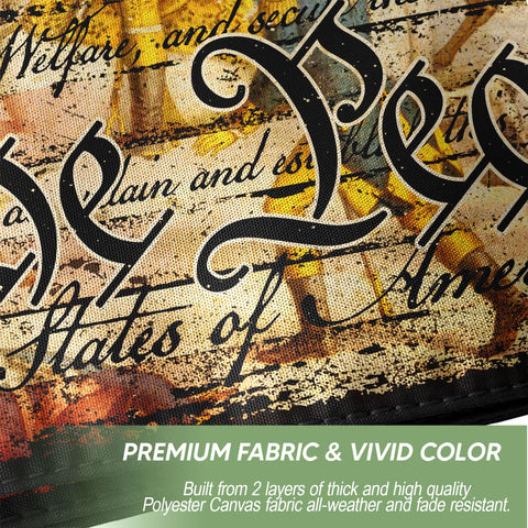 RustField Co polyester flag close-up highlighting durable fabric.