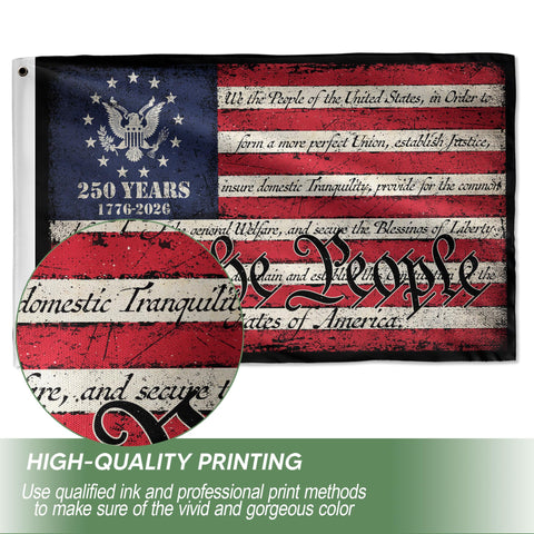 RustField Co USA flag with detailed graphics on both sides for indoor charm.