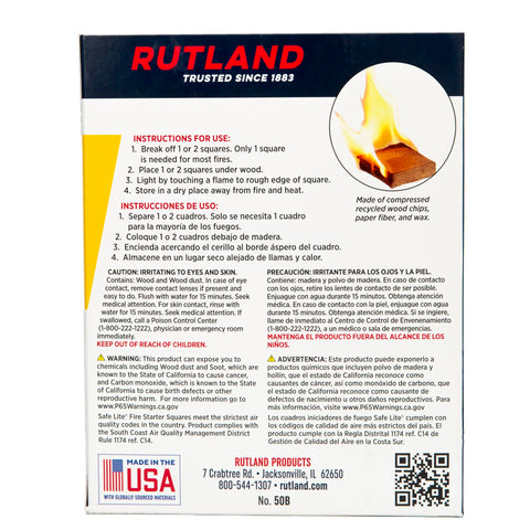 Close-up of dense wax and wood chips in Rutland Safe Lite squares for long burn.