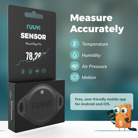 Ruuvi Tag Pro humidity reading helps manage moisture for comfort and storage safety.