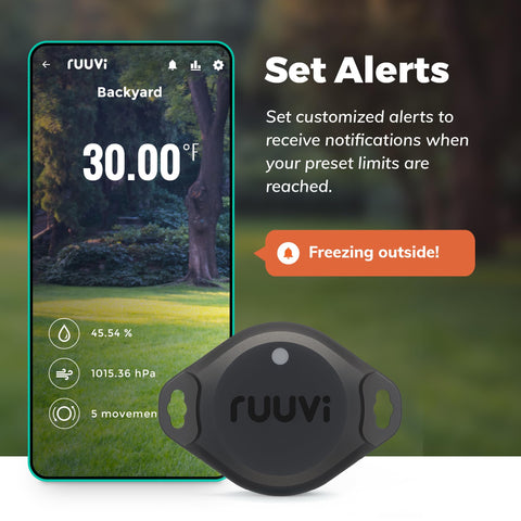 Ruuvi Tag Pro motion detection for security alerts and automation triggers.