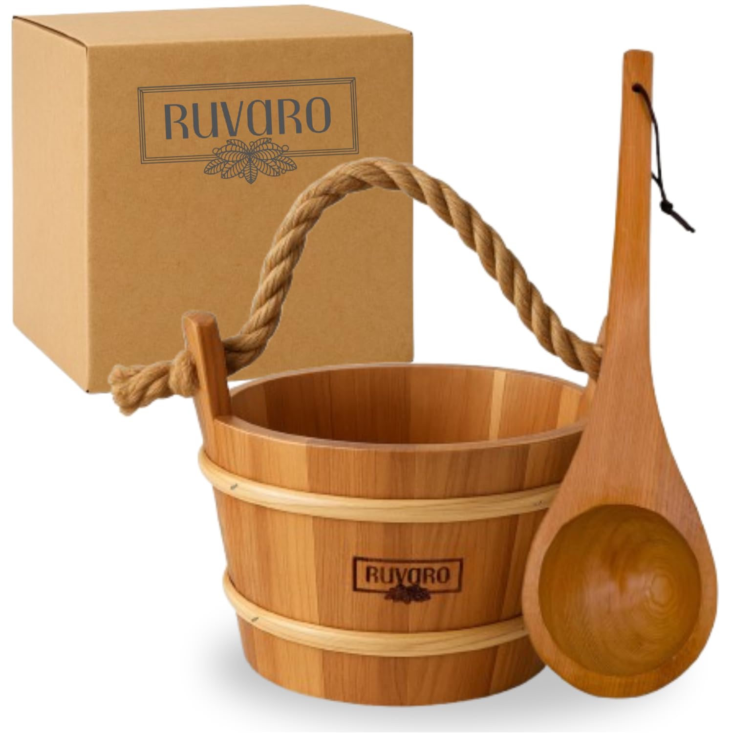 RUVARO sauna bucket in cedar wood for a soothing water pour