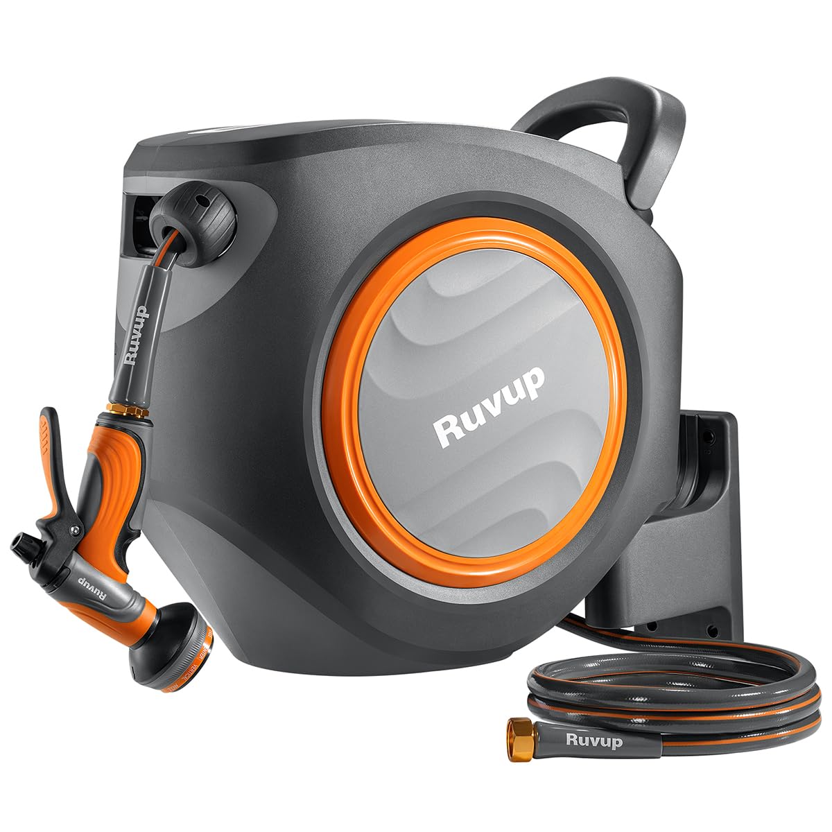 Ruvup retractable hose reel mounted on wall for tidy outdoor watering