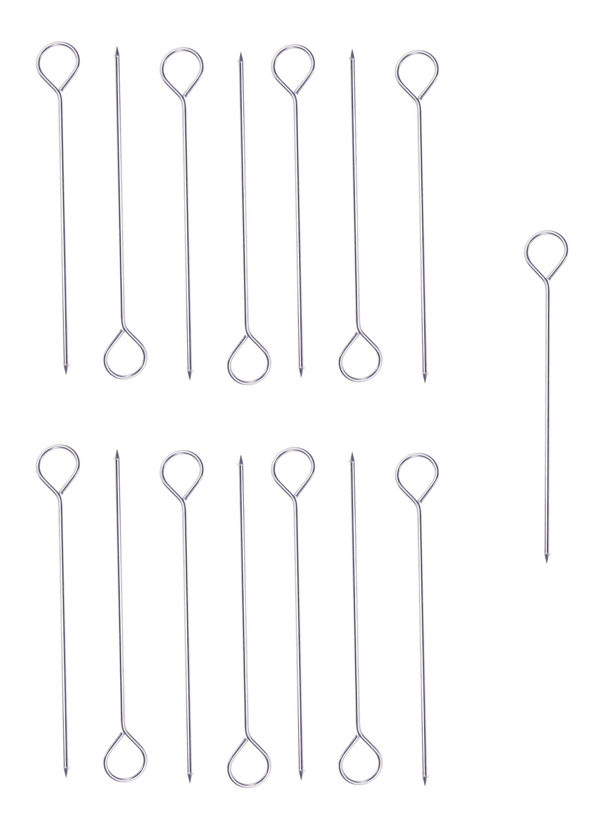 Ruwado 6-inch stainless steel turkey lacers close-up for grilling