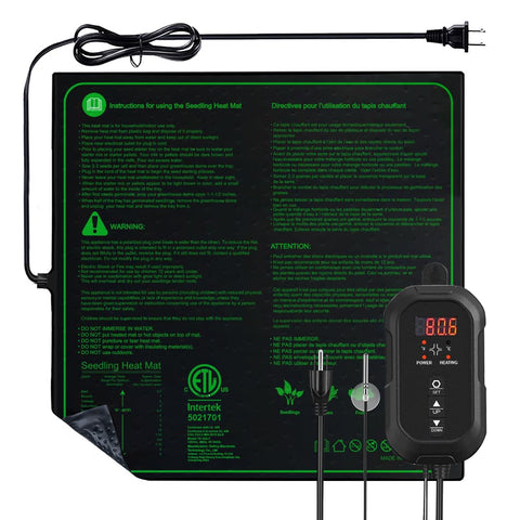 Ruyyi seedling heat mat with digital thermostat display offers precise temperature control for seed germination.