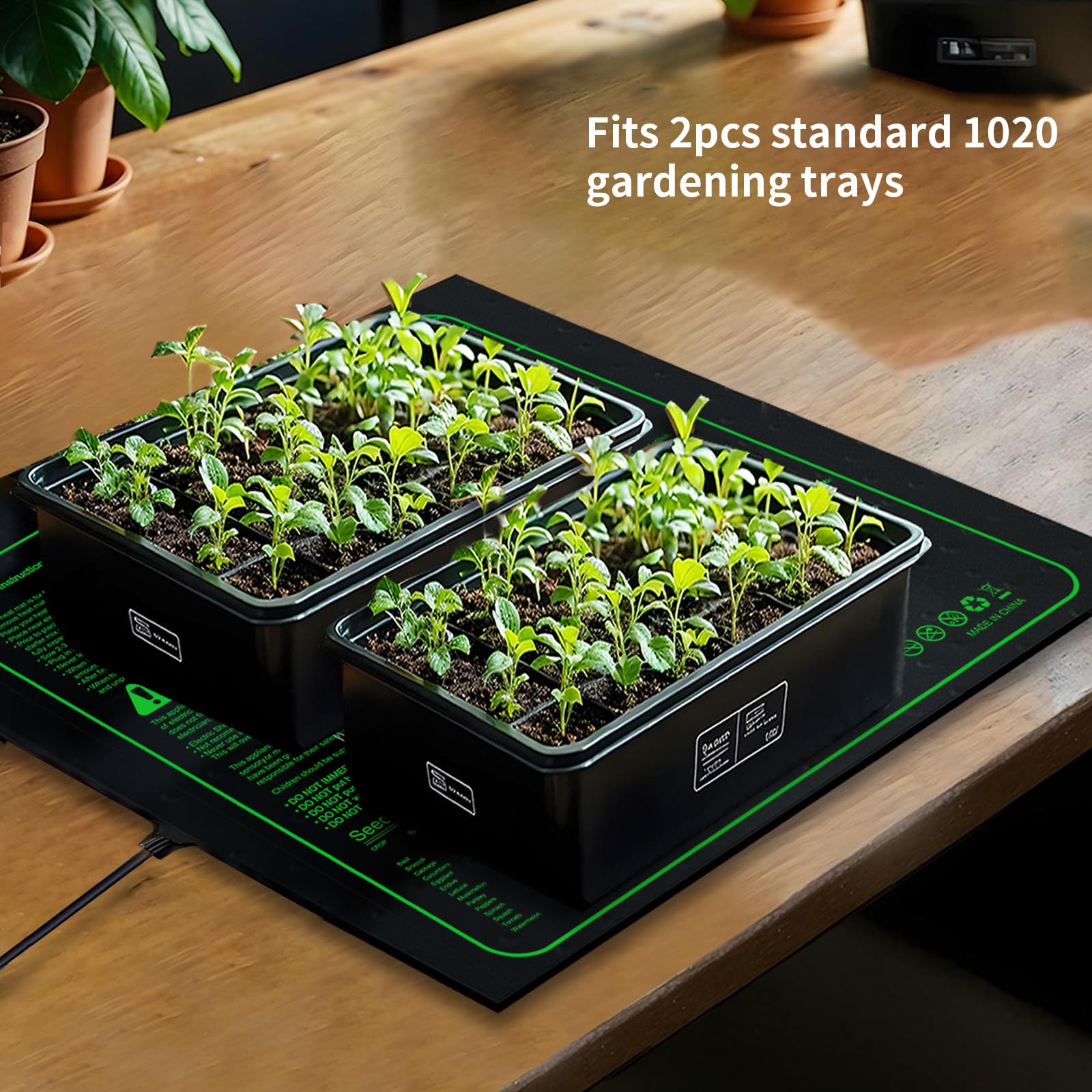 Ruyyi seedling heat mat tray-fit 20x20 demonstrates compatibility with standard trays.
