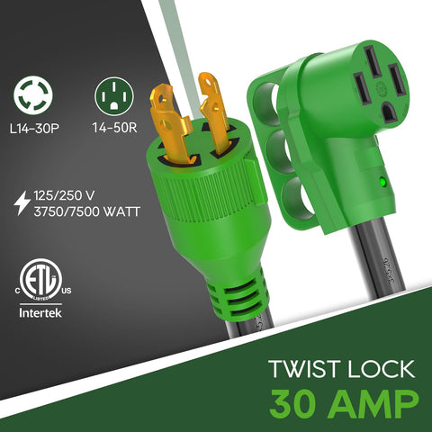 RVGUARD locking male plug close-up for secure generator connections