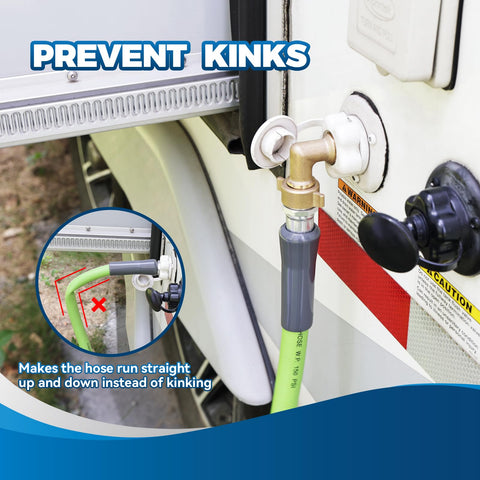 RVGUARD three-quarter-inch-thread elbow fits standard hoses for easy outdoor connections.