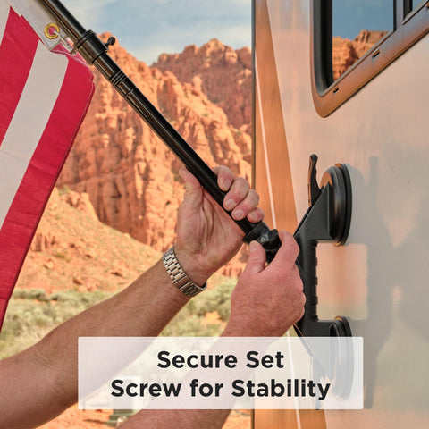 RVLock ANKR flag mount no-tools installation on smooth surface.