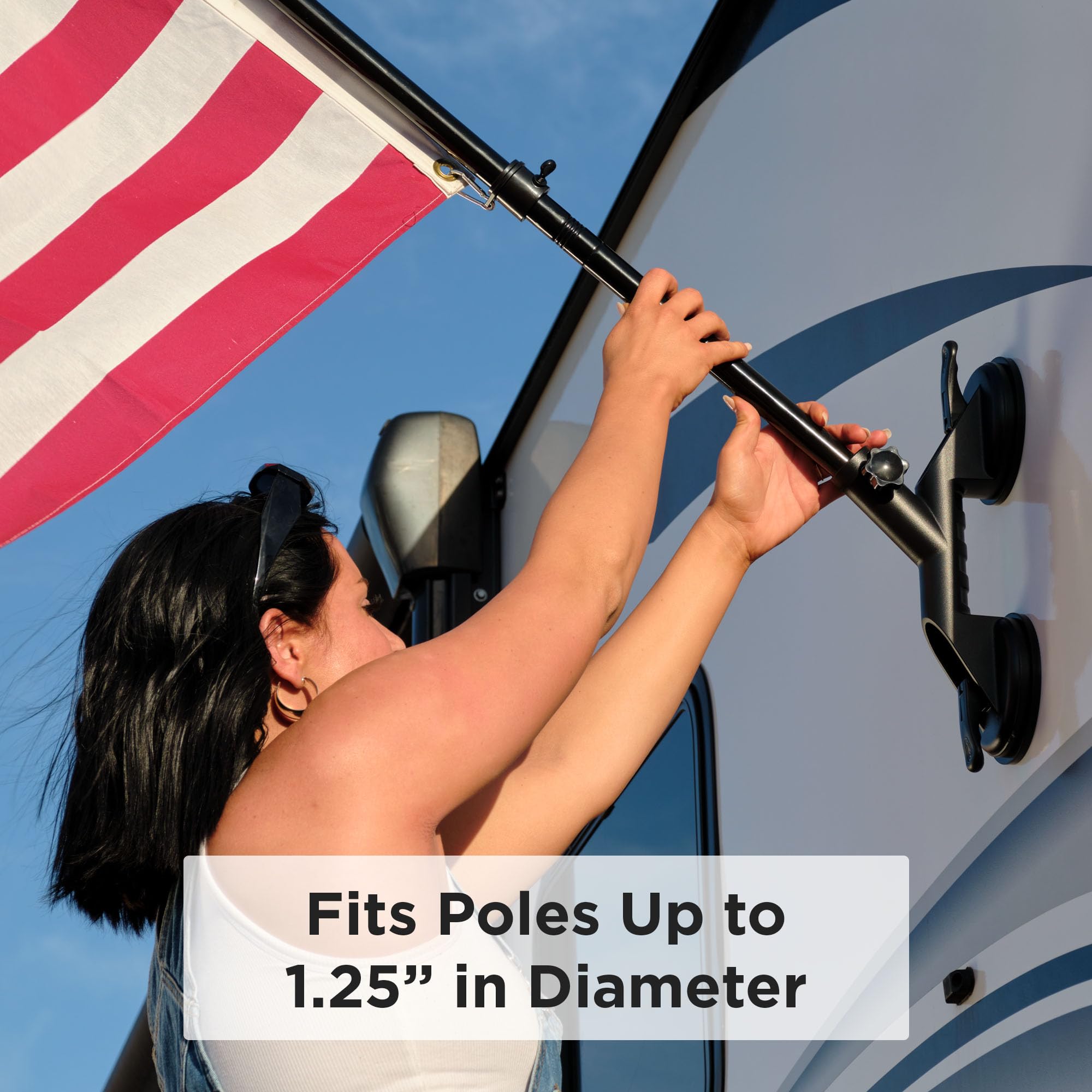 RVLock ANKR flag mount on UTV shows rugged outdoor compatibility.