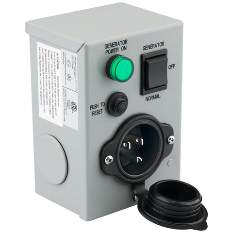 RVMATE generator transfer switch 15A-125V inlet box demonstrates reliable emergency power for homes