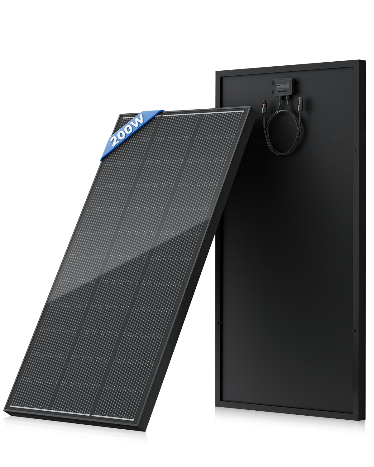 Rvpozwer 200W N-Type solar panel front view for efficient energy capture.