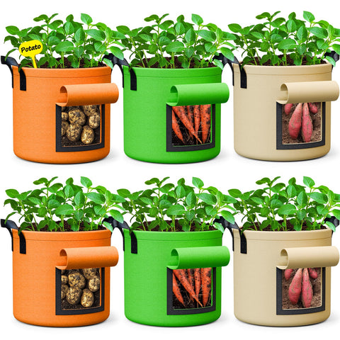 RVZHI 10-gallon potato grow bags 6-pack for easy container gardening