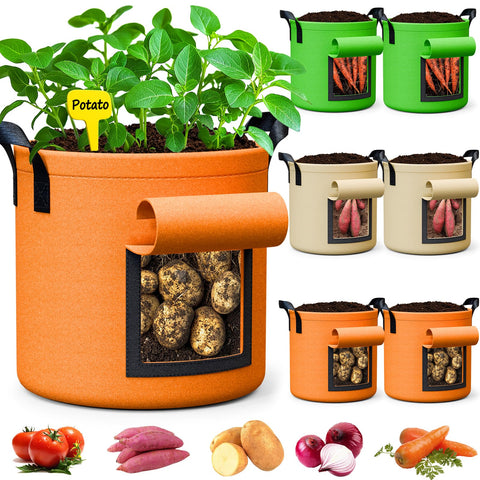 RVZHI 20-gallon potato grow bags in color pack for ample root space and easy transport.