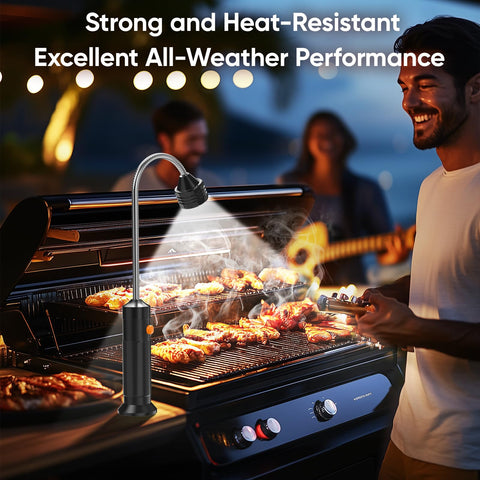 Nine LED beads provide bright, even illumination for grilling evenings.