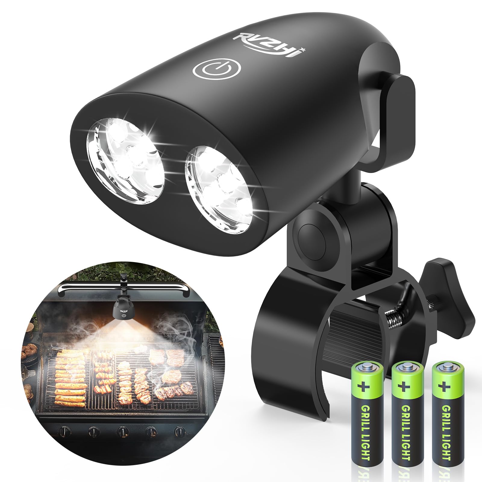 RVZHI grill light with 10 LEDs brightens the grill surface for even doneness checks