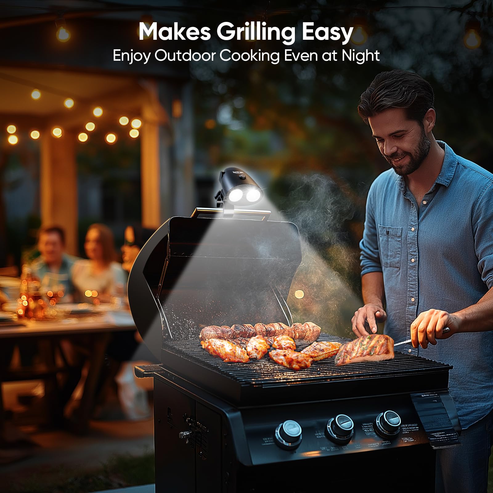 RVZHI compact foldable grill light is portable and easy to store.