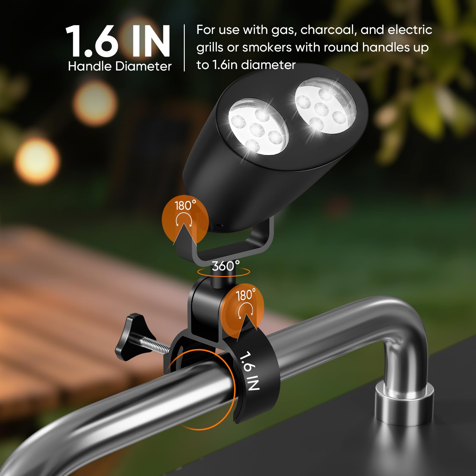 RVZHI grill light's nylon fiberglass housing stands up to outdoor grilling
