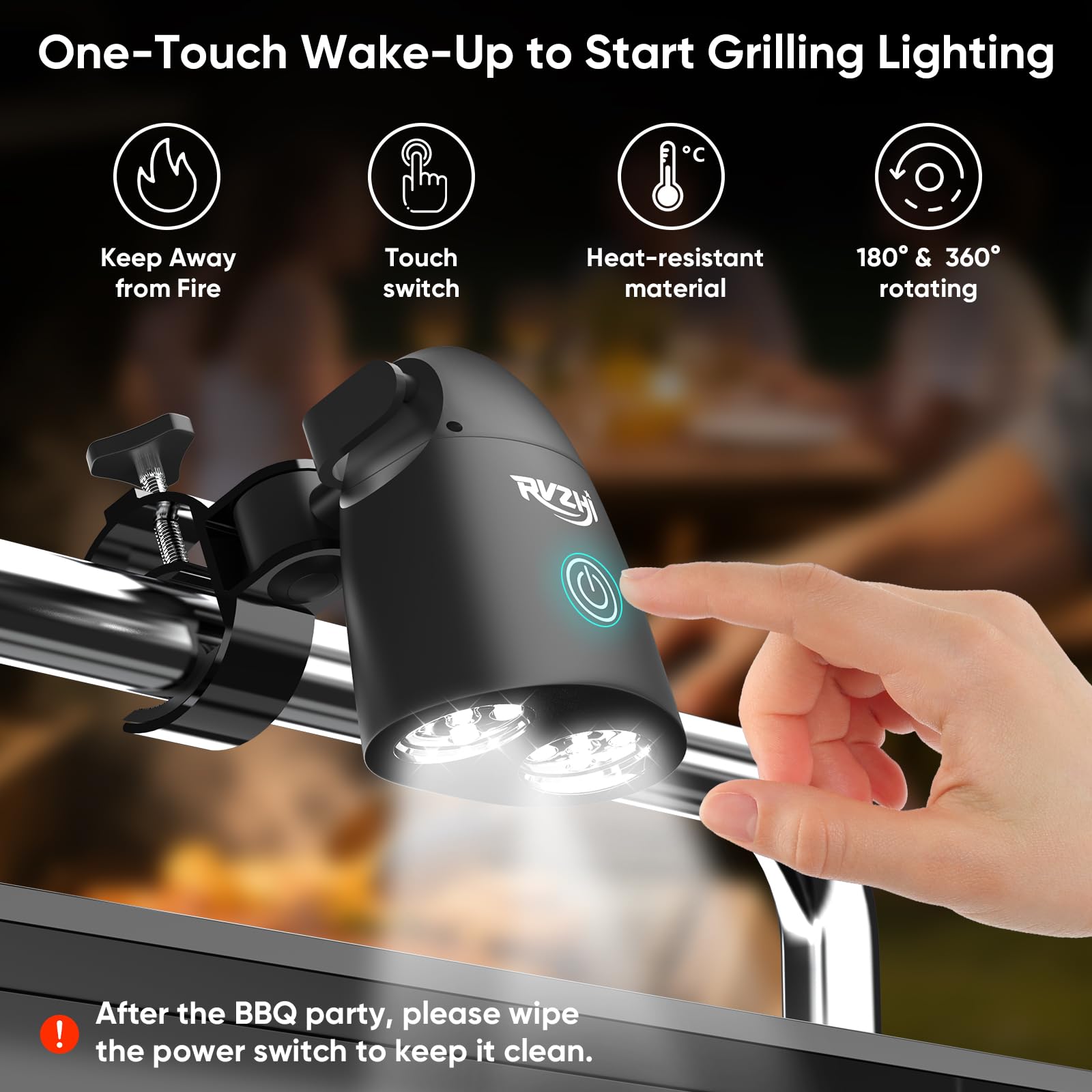 RVZHI grill light compatible with gas, charcoal, electric grills and smokers