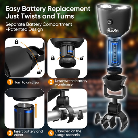 RVZHI Grill Light offers two brightness settings for day and night grilling.