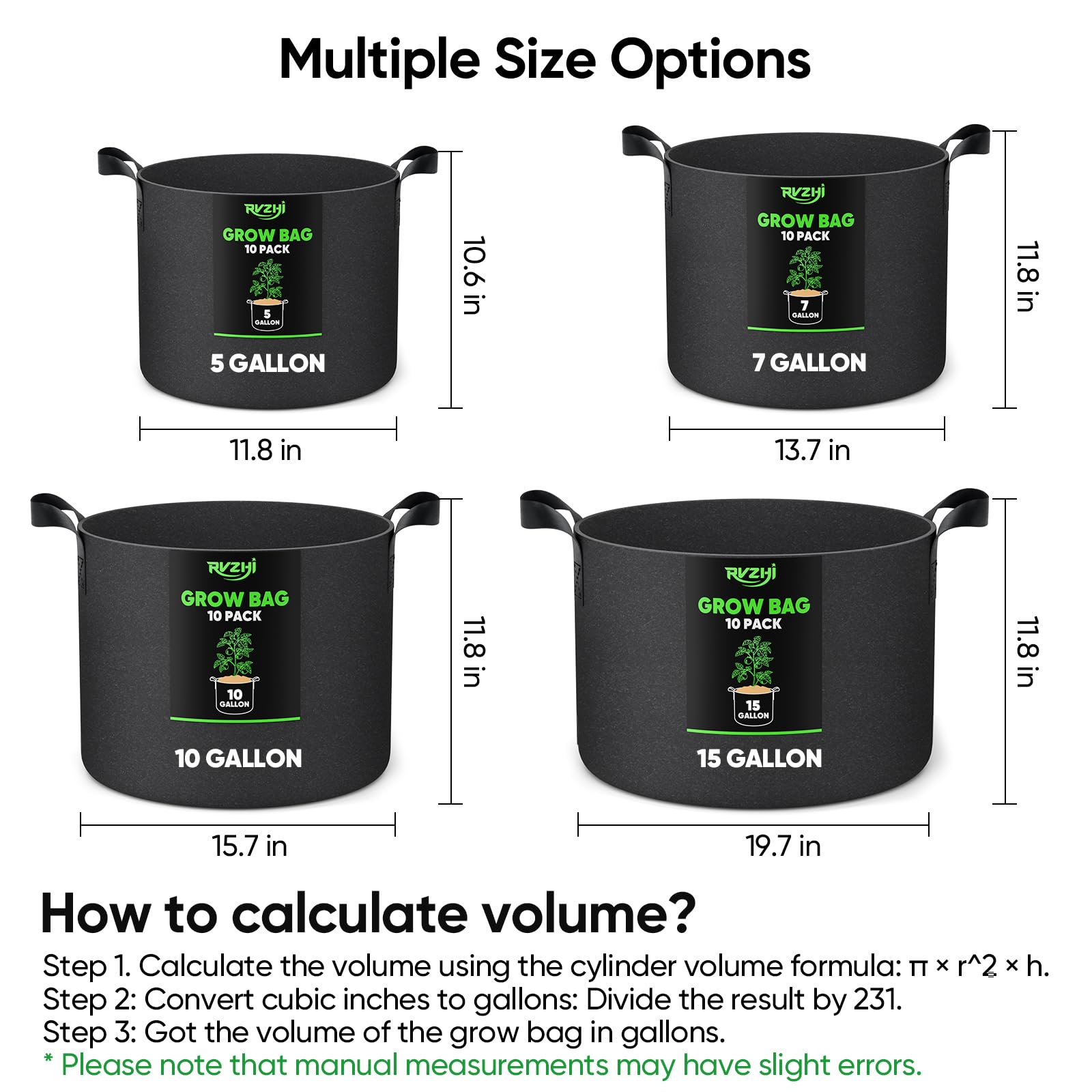 RVZHI grow bag close-up of reinforced handles and strong fabric