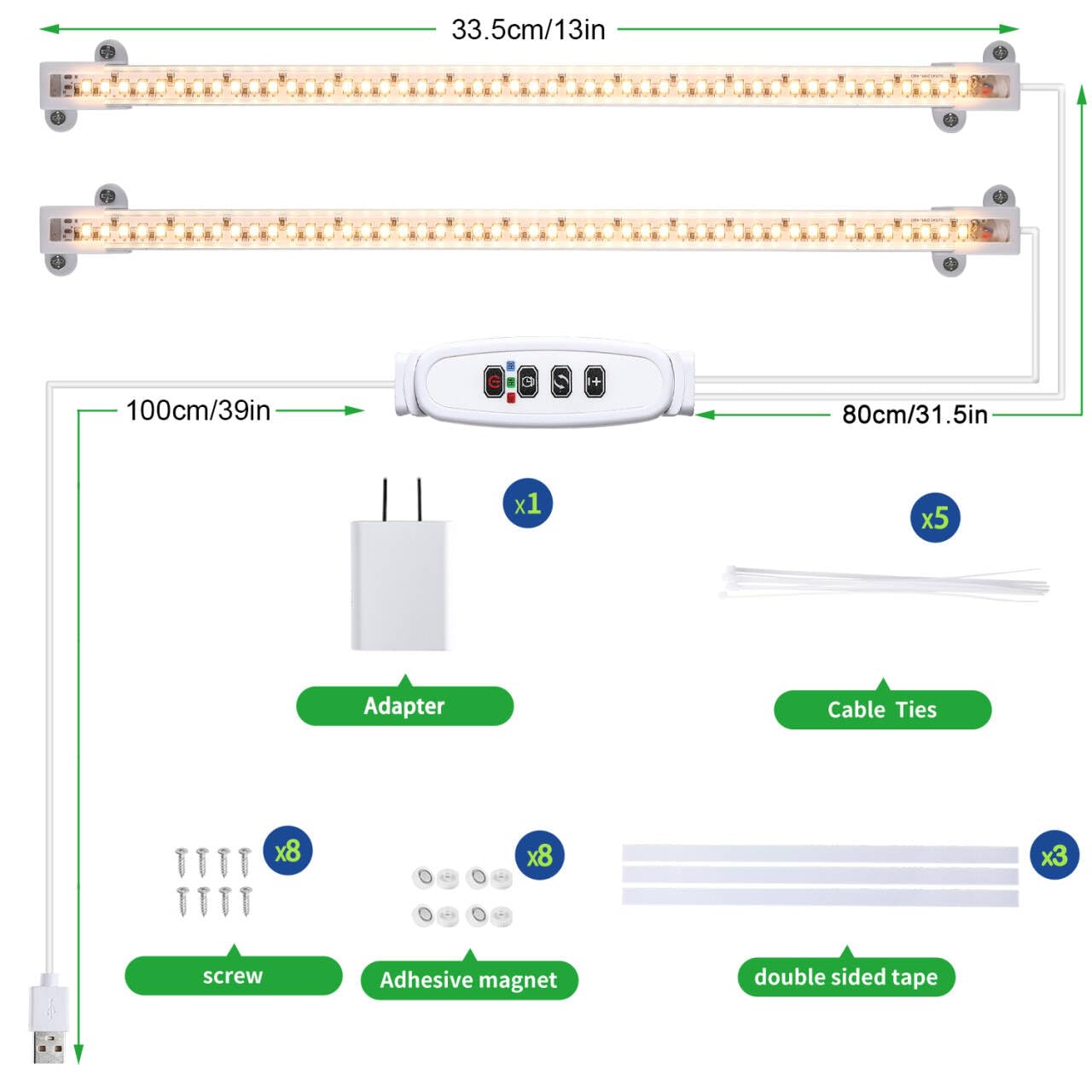 RWNTAO LED Grow Light Strips optimal for seedling, succulent, and pepper plants.