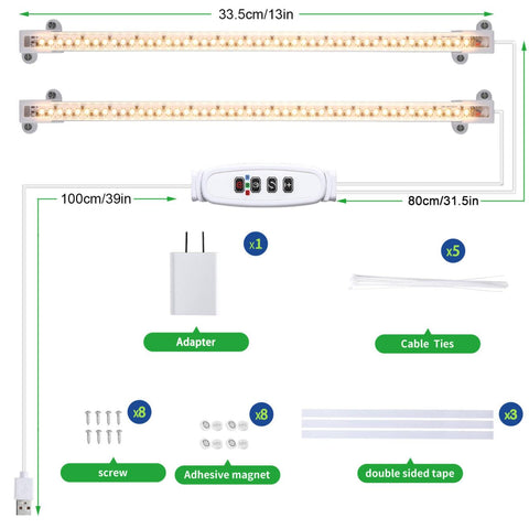RWNTAO LED Grow Light Strips optimal for seedling, succulent, and pepper plants.