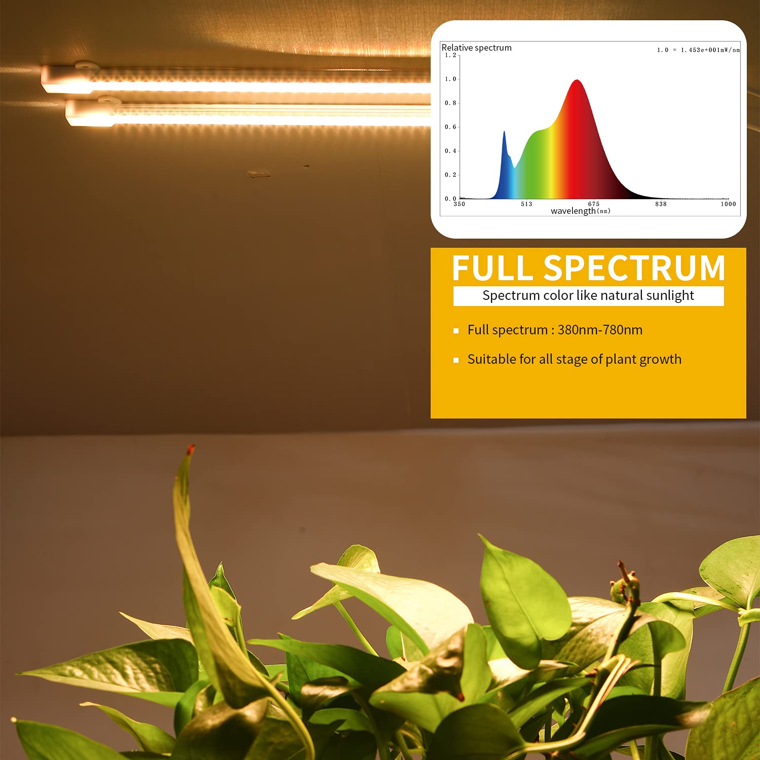 RWNTAO LED Grow Light Strips two-head design powers multiple plant zones.